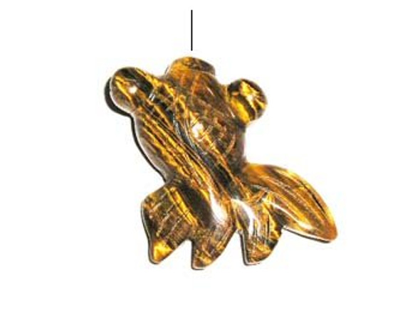 30x38mm Tiger Eye Hand Carved Fish Pendant