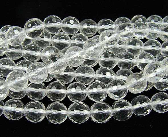 8mm Natural Crystal Faceted Round Beads