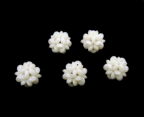 12mm Priced For 4 Pcs White Coral Knitted Round Bead