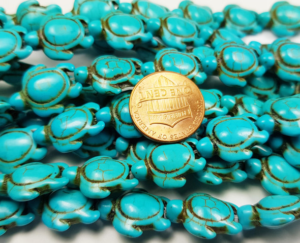 14x17mm Turquoise Howlite Carved Swimming Sea Turtle Beads 14x17mm Turquoise Howlite Carved Swimming Sea Turtle Beads