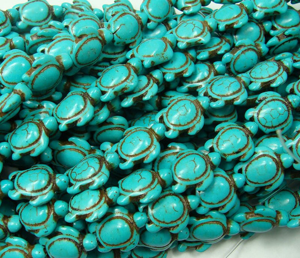 14x17mm Turquoise Howlite Carved Swimming Sea Turtle Beads 14x17mm Turquoise Howlite Carved Swimming Sea Turtle Beads