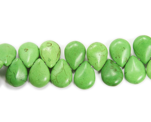 14x18mm 8 Inches Green Howlite Puffed Teardrop Beads