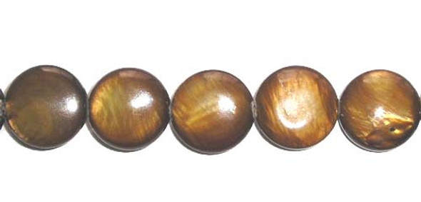 10mm 35 Beads Brown Mother Of Pearl Coin Beads