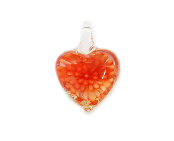 20x27mm Pack Of 2 Red Heart Murano Style Glass Pendant
