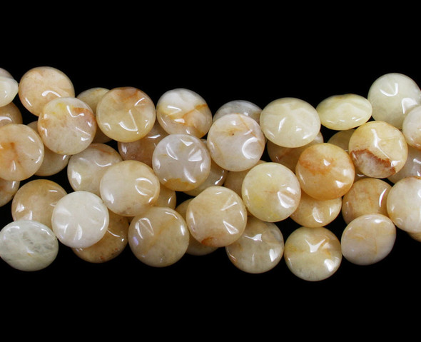 15mm Yellow Jade Wavy Coin Beads