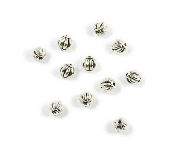 6mm Pk Of 36 Bali Style Silver Pewter Pumpkin Round Beads