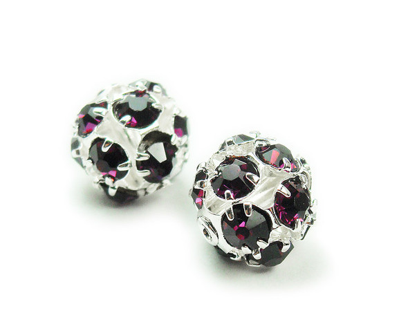 8mm Pack Of 10 Deep Ruby Red Fancy Cz Spacer Round Beads In Silver