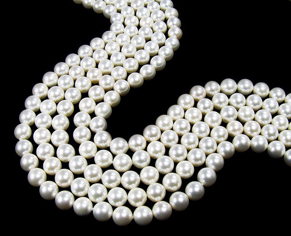 12mm 16" Strand White Shell Pearl Round Beads