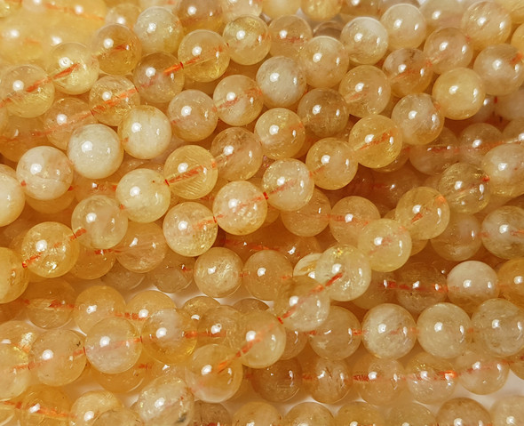 6mm Citrine Smooth Round Beads 15.5 Inches