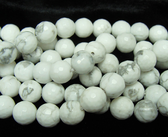 6mm White Howlite Faceted Round Beads