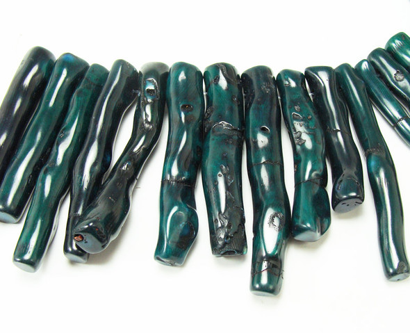 45mm - 55mm Priced For 7 Pieces Deep Sea Green Coral Stick Collar Pendant