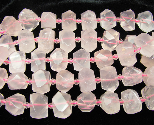 10x16mm Rose Quartz Faceted Nugget Rondelle Beads