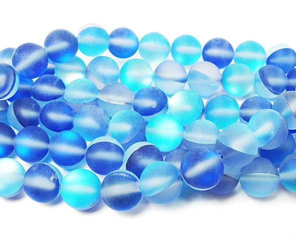12mm Dark Blue Moonlight Crystal Matte Round Beads