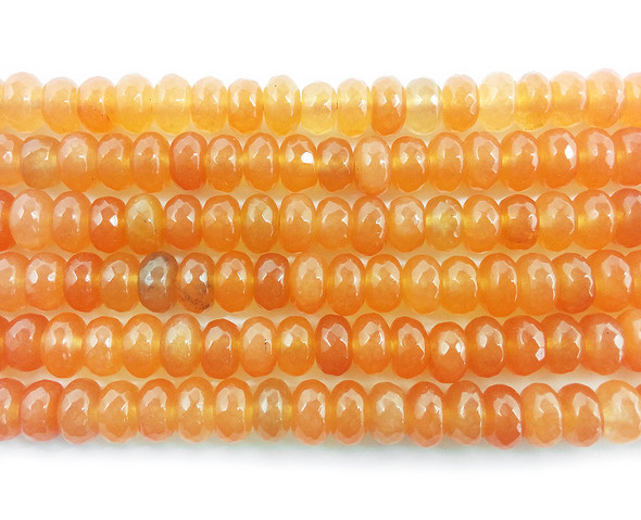 5x8mm Orange Peel Jade Faceted Rondelle Beads