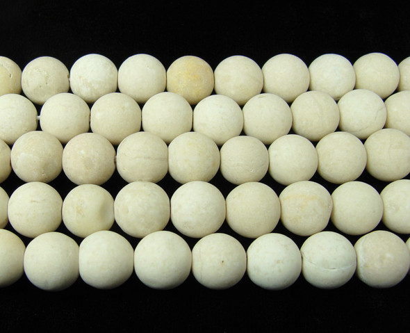 12mm White Petrified Wood Agate Matte Round Beads