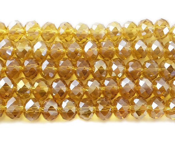8x10mm 72 Beads Honey Yellow Glass Faceted Rondelles With Ab