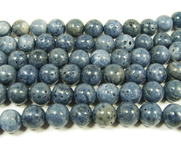 Natural blue coral round beads