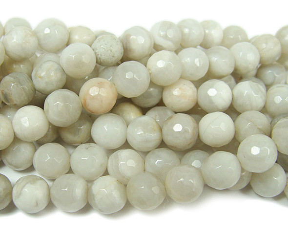 White crazy lace agate faceted round beads