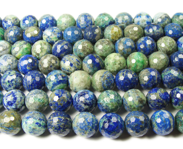 Azurite faceted round beads