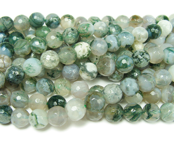 Tree agate faceted round beads