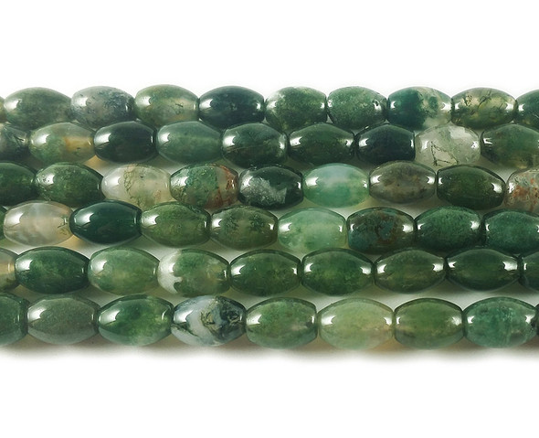 8x12mm Moss Opal Barrel Beads