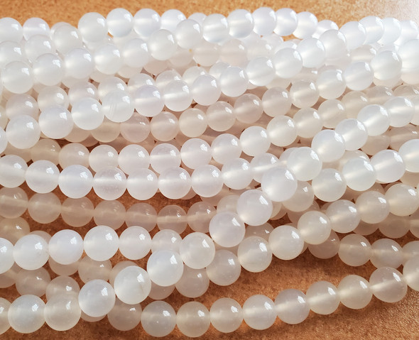 4mm White Agate Round Beads Grade A