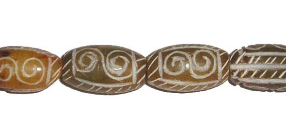 11x20mm 19 Beads Antiqued Jade Carved Barrel Beads