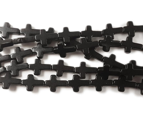 12x15mm 16" Strand Howlite Black Cross Beads
