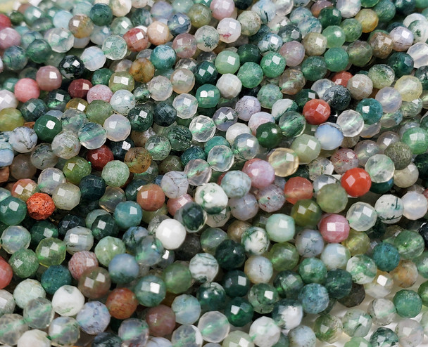 3.3mm Finely Cut Indian Agate Faceted Beads