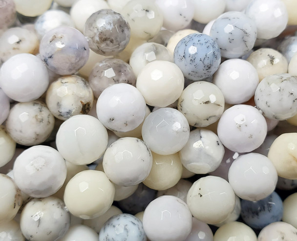6mm Australian White Opal Faceted Round Beads