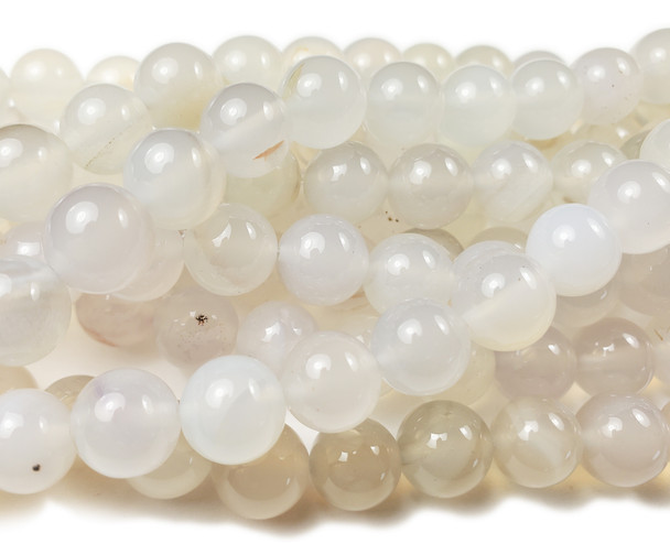 10mm White Agate Round Beads Grade AB