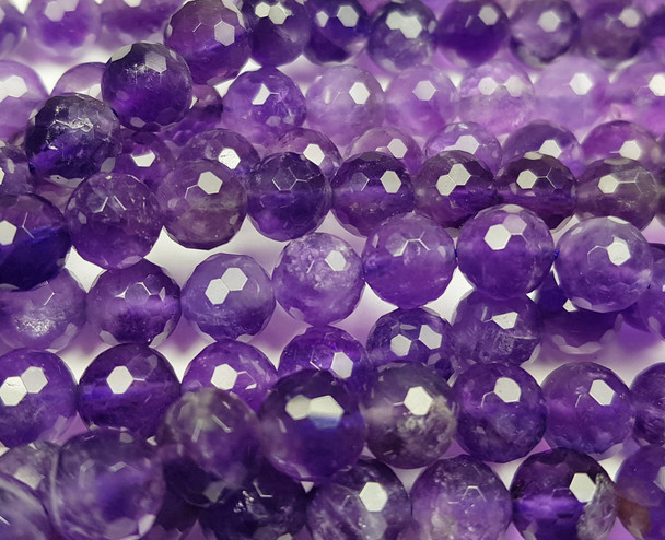 6mm Finely Cut Amethyst Round Beads