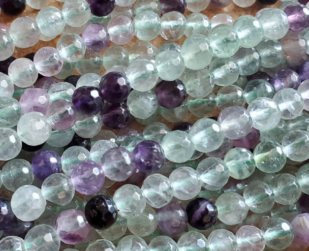 4mm High Quality Rainbow Fluorite Faceted Beads