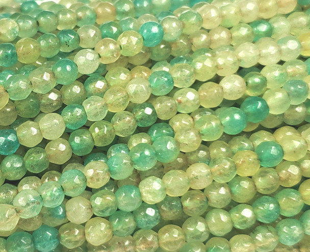 4mm Mixed Green Jade Faceted Round Beads