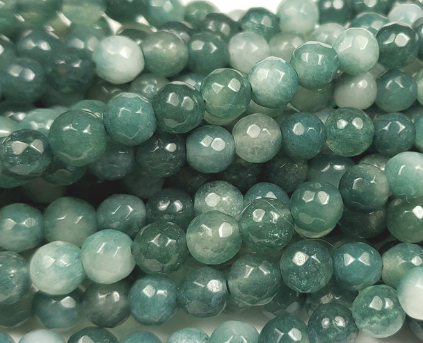 6mm Moss Jade Faceted Round Beads