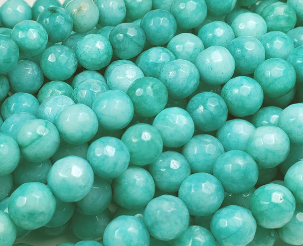 8mm Medium Turquoise Jade Faceted Round Beads