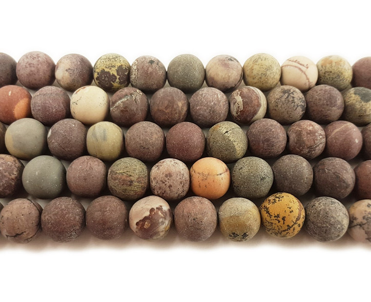 8mm Flower Jasper Matte Round Beads