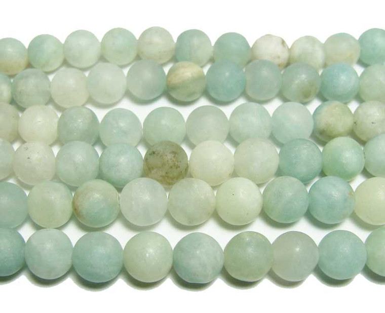 6mm 15.5 Inches Aquamarine Matte Round Beads