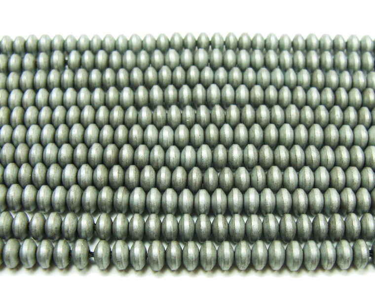 2x4mm Hematite Gray Matte Rondelle Beads