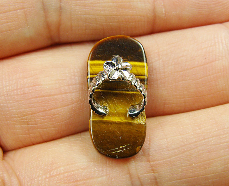 22x42mm Tiger Eye Large Slipper Pendant