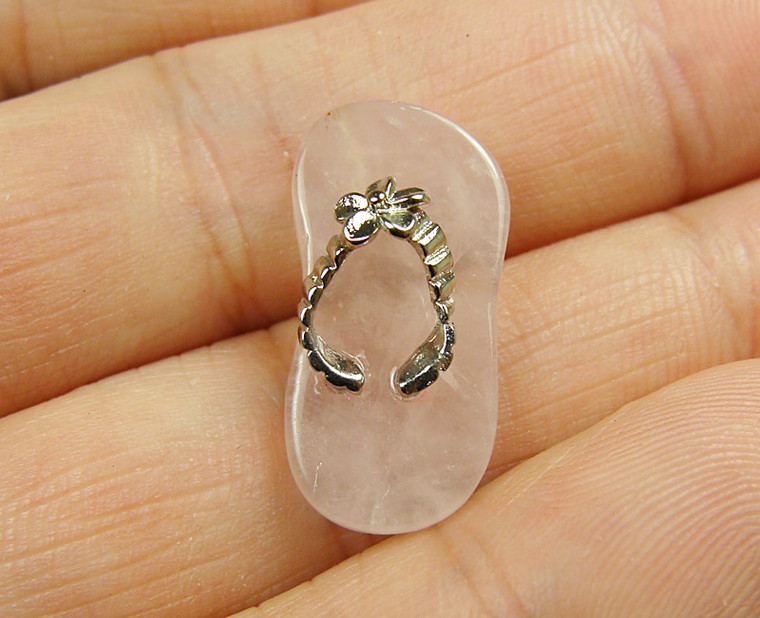 22x42mm Rose Quartz Large Slipper Pendant