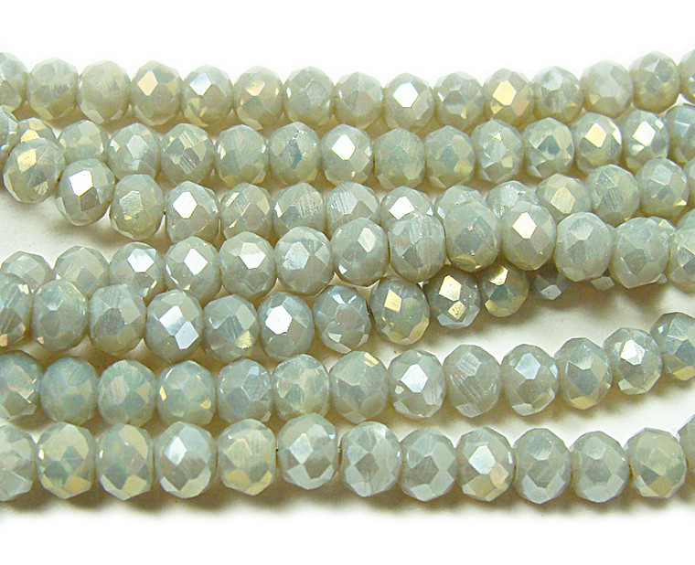 3x4mm 19" Gray Glass Faceted Rondelles