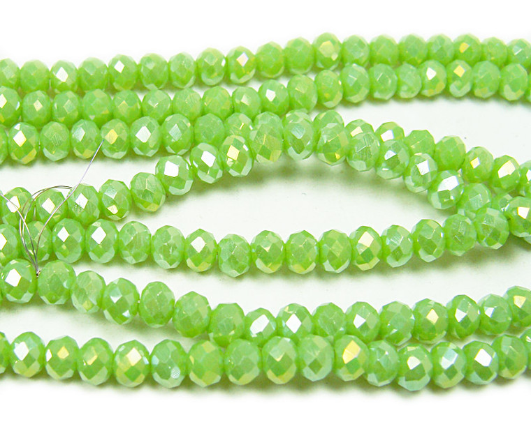2x3mm 17" Green Glass Faceted Rondelles