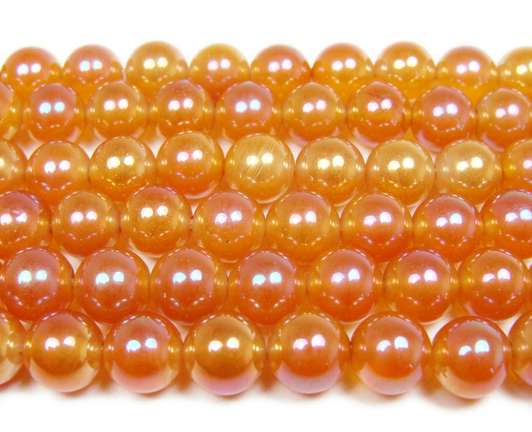 10mm 15" Dark Orange Electro-Plated Agate Beads