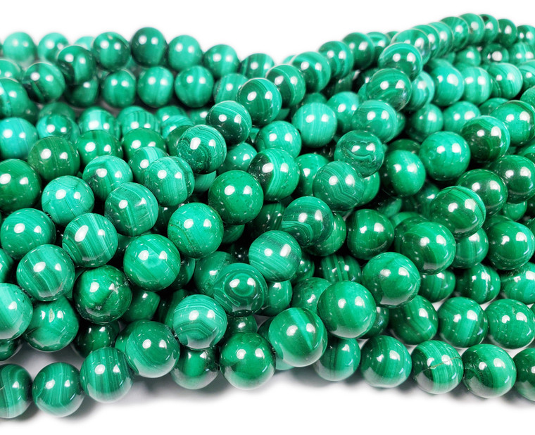 8mm 15.5 Inches High Quality Malachite Round Beads