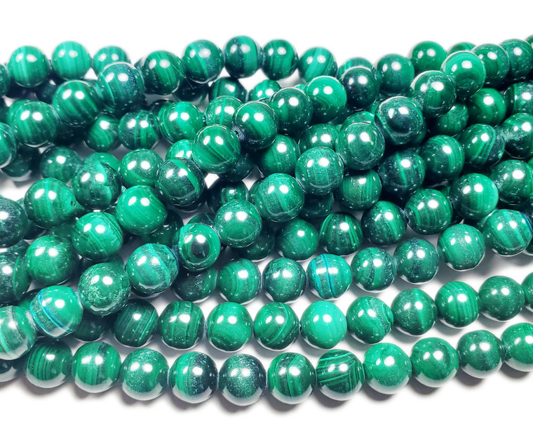 7.8mm 15.5 Inches High Quality Malachite Round Beads