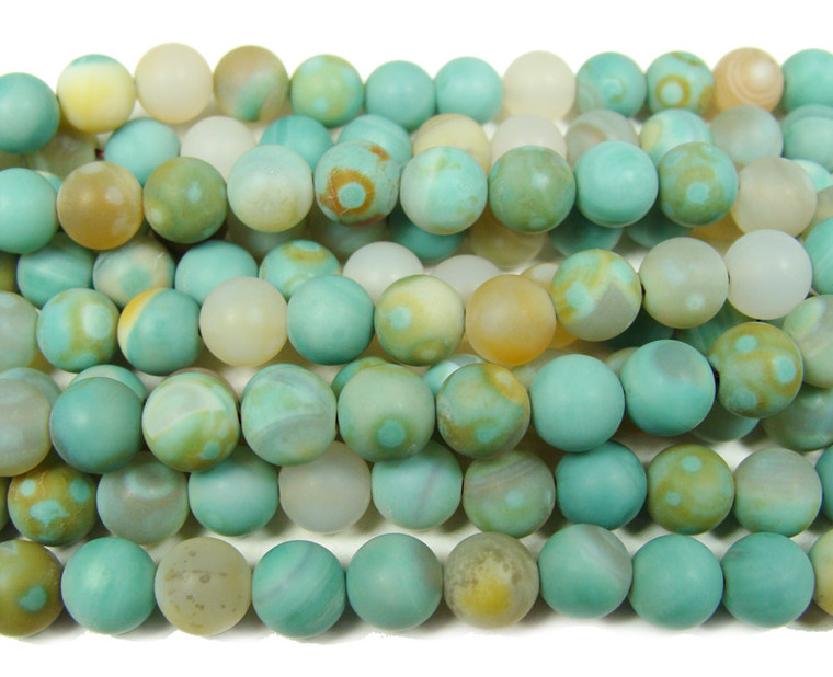 8mm 15 Inches Turquoise-Colored Agate Matte Round Beads