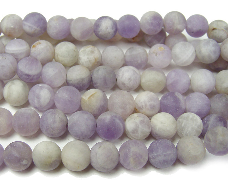10mm Lavender Amethyst Matte Round Beads