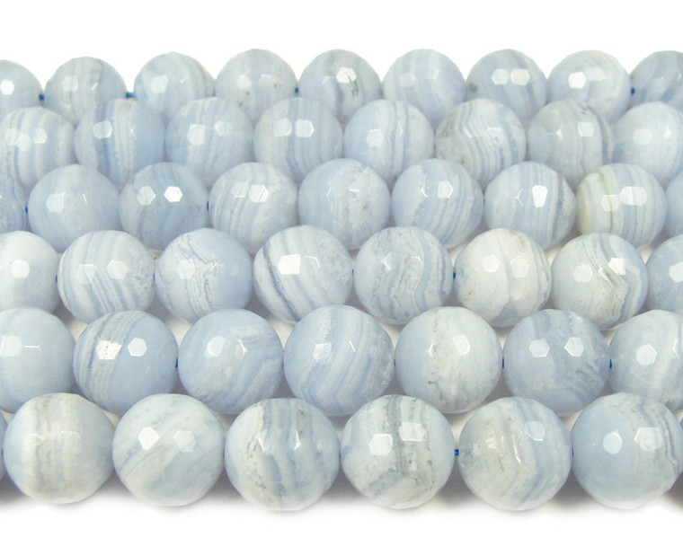 12mm Blue Lace Agate Faceted Round Beads