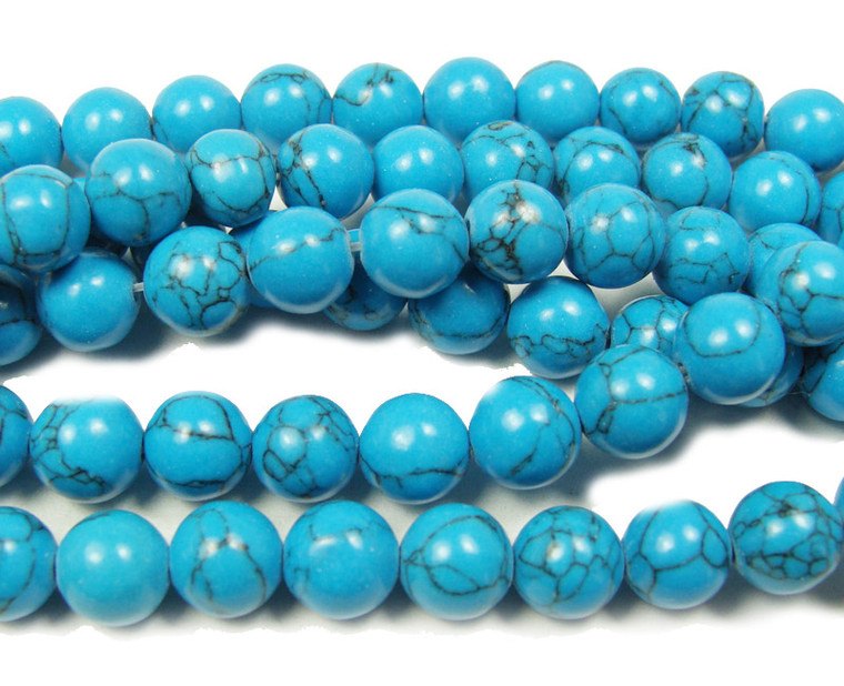 Blue turquoise howlite round with matrix